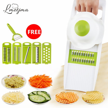 LMETJMA Stainless Stee Qiecai 5 Sets Shredder Slicers Into Strips Device Grater Cut Potatoes Carrot Cucumber Wire K0032
