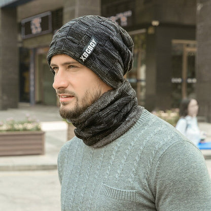 Winter Men Knitted Hat Headgear Bib suit Caps Plus Velvet Thick Wool Hat Autumn And Winter Knit Hat czapka zimowa sombrero mujer