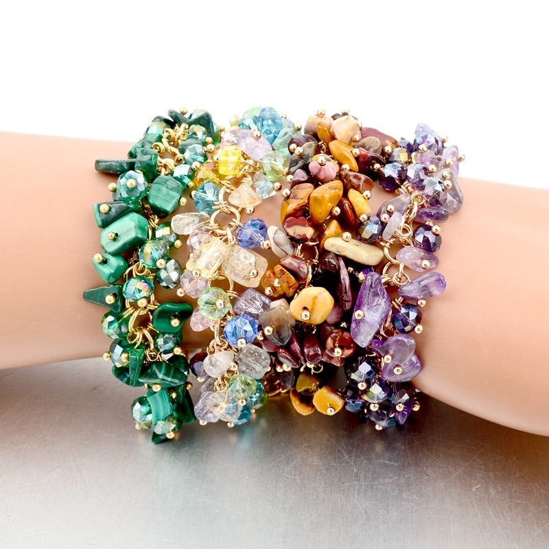 CHICVIE Charm Bracelets & Bangles with Stones Gold color Bracelet Femme for Women Jewelry personalized Purple Bracelet SBR140192