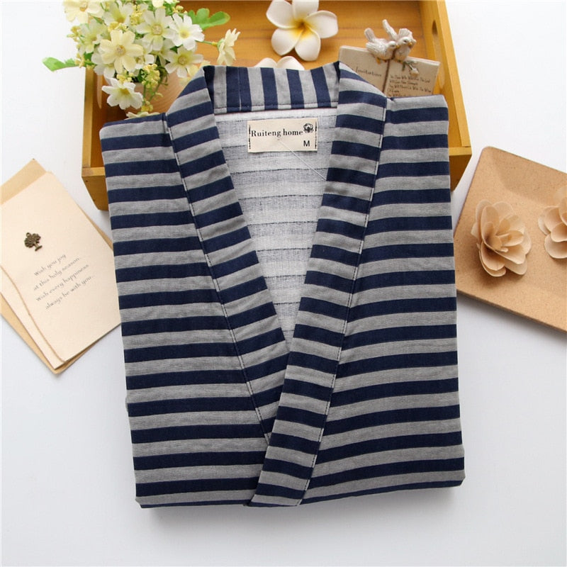 Simple Wave 100% cotton Men's pyjamas men short sleeves sleepwear Japanese Kimono pajamas sets shorts home bathrobes bedgown