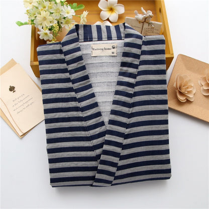 Simple Wave 100% cotton Men's pyjamas men short sleeves sleepwear Japanese Kimono pajamas sets shorts home bathrobes bedgown