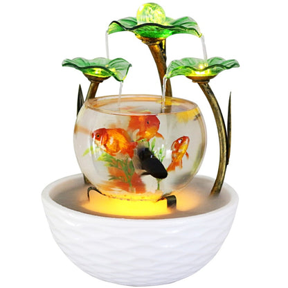 Tabletop Water Feature Lotus Rolling Ball Fountain Waterfall Indoor Decoration Creative Aquarium fish tank with LED Lights