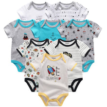 將圖片載入圖庫檢視器 Baby Clothes 8Pcs/lots Unisex Newborn Boy&amp;Girl Rompers roupas de bebes Cotton Baby Toddler Jumpsuits Short Sleeve Baby Clothing
