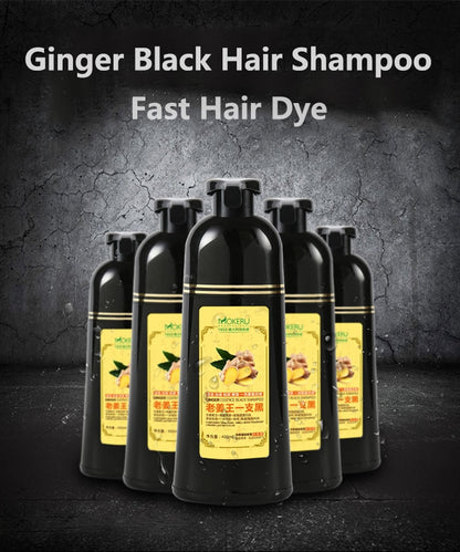 1pc Mokeru Natural Fast Hair Dying Shampoo Ginger Hair Dye Permanent Black Hair Shampoo For Women and Men Gray Hair Removal