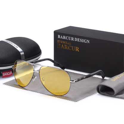 BARCUR Aluminum Vintage Men's Sunglasses Men Polarized Coating Classic Sun Glasses Women Shade Male Driving Accessories Eyewear
