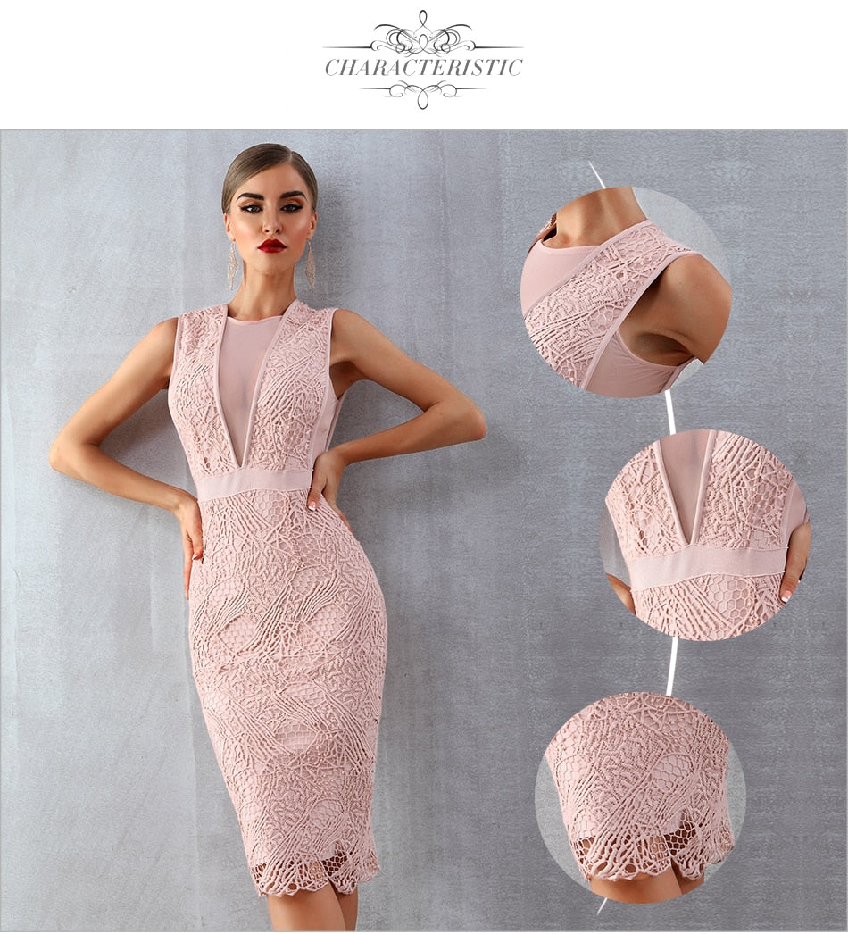 ADYCE 2020 New Summer Women Bandage Dress Vestidos Tank Sexy Lace Mesh Sleeveless Bodycon Clubwears Celebrity Runway Party Dress