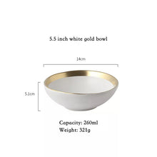 Load image into Gallery viewer, Ceramic Beef Platter Household Breakfast Plate Simple And Creative European Vegetables Platter With Gold Edge Tableware
