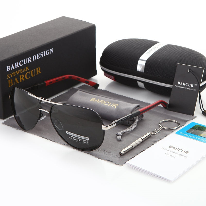 BARCUR Aluminum Vintage Men's Sunglasses Men Polarized Coating Classic Sun Glasses Women Shade Male Driving Accessories Eyewear