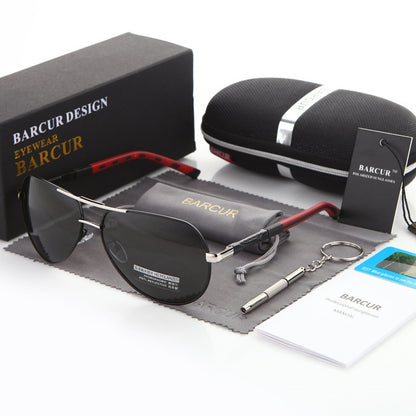 BARCUR Aluminum Vintage Men's Sunglasses Men Polarized Coating Classic Sun Glasses Women Shade Male Driving Accessories Eyewear