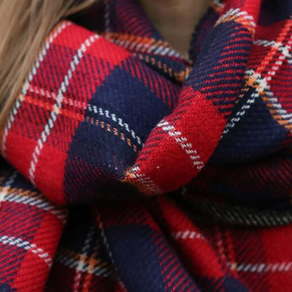 [FEILEDIS] Women's Cashmere Scarves Long Wraps Scarf Autumn Scarf England Classic Plaid Scarve
