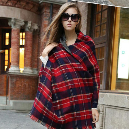 [FEILEDIS] Women's Cashmere Scarves Long Wraps Scarf Autumn Scarf England Classic Plaid Scarve