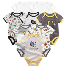 将图片加载到图库查看器，Baby Clothes 8Pcs/lots Unisex Newborn Boy&amp;Girl Rompers roupas de bebes Cotton Baby Toddler Jumpsuits Short Sleeve Baby Clothing
