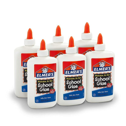 Elmer's Liquid School Glue, Washable, 7.625 Ounces, 6 Count - Great for Making Slime Art Sets