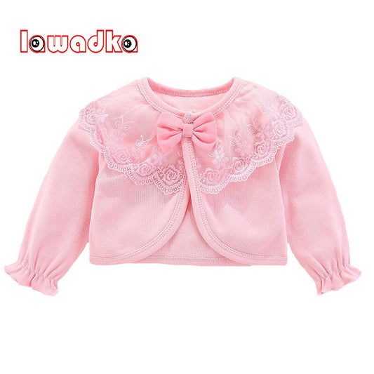 Lawadka 100%Cotton Baby Coat Girl Bow Lace Princess Baby Coat Newborn Wedding Birthday Party Baby Girls Outerwear Baby Clothes