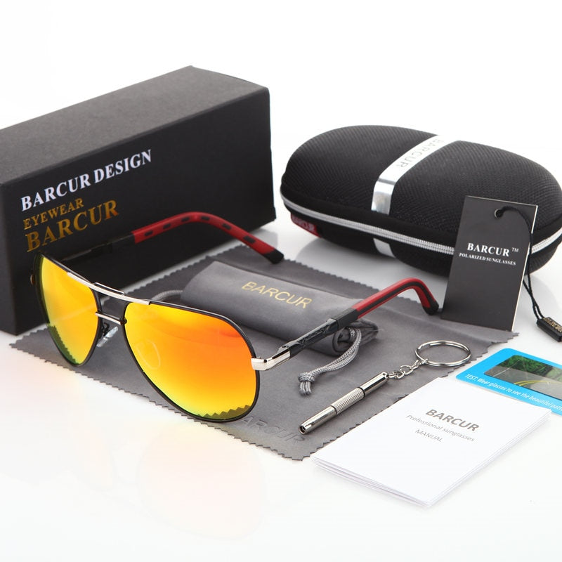 BARCUR Aluminum Vintage Men's Sunglasses Men Polarized Coating Classic Sun Glasses Women Shade Male Driving Accessories Eyewear