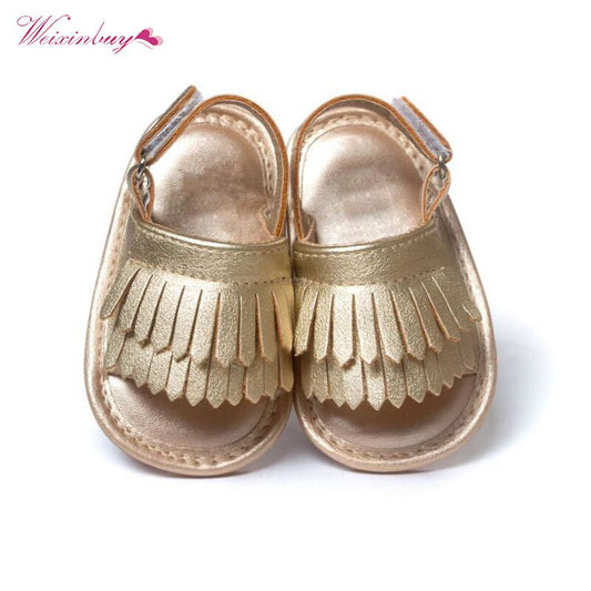 WEIXINBUY Baby Girl Sandals Summer Baby Shoes Casual Fashion Baby Girl Shoes Sandals For Girls PU Fringed Baby Sandals 9 Colors