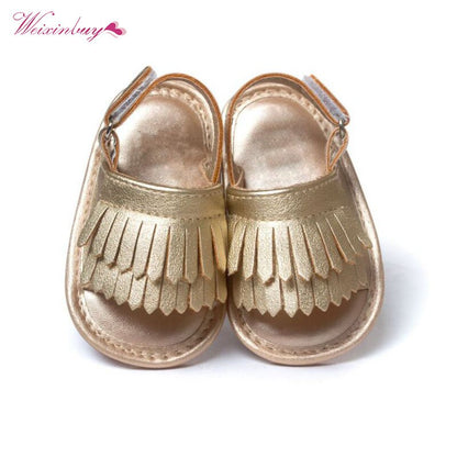 WEIXINBUY Baby Girl Sandals Summer Baby Shoes Casual Fashion Baby Girl Shoes Sandals For Girls PU Fringed Baby Sandals 9 Colors