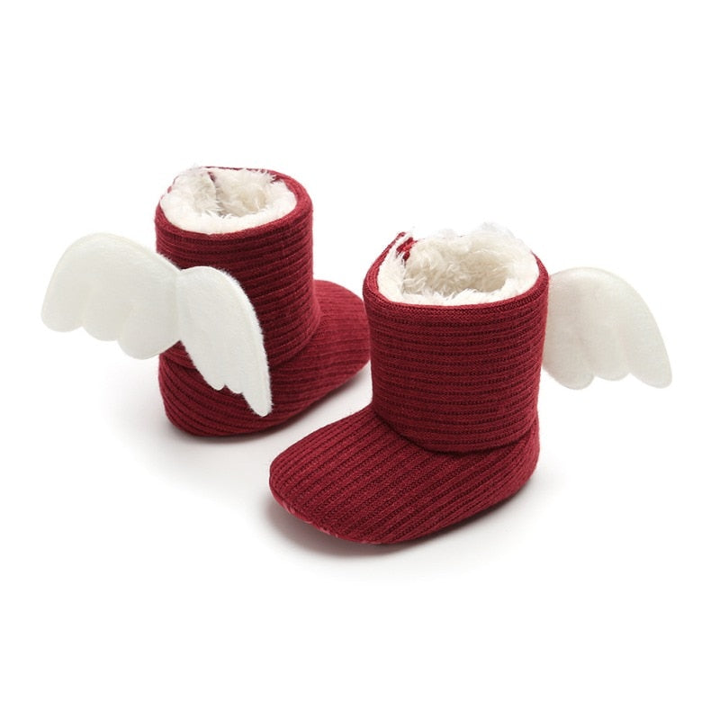Winter Knitted Baby Warm Shoes Cute Baby Boot Kids Newborn Toddler Super Warm Wings Fly Boots