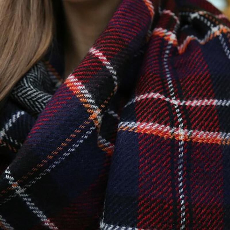 [FEILEDIS] Women's Cashmere Scarves Long Wraps Scarf Autumn Scarf England Classic Plaid Scarve