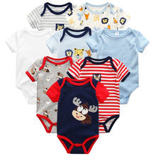 將圖片載入圖庫檢視器 Baby Clothes 8Pcs/lots Unisex Newborn Boy&amp;Girl Rompers roupas de bebes Cotton Baby Toddler Jumpsuits Short Sleeve Baby Clothing
