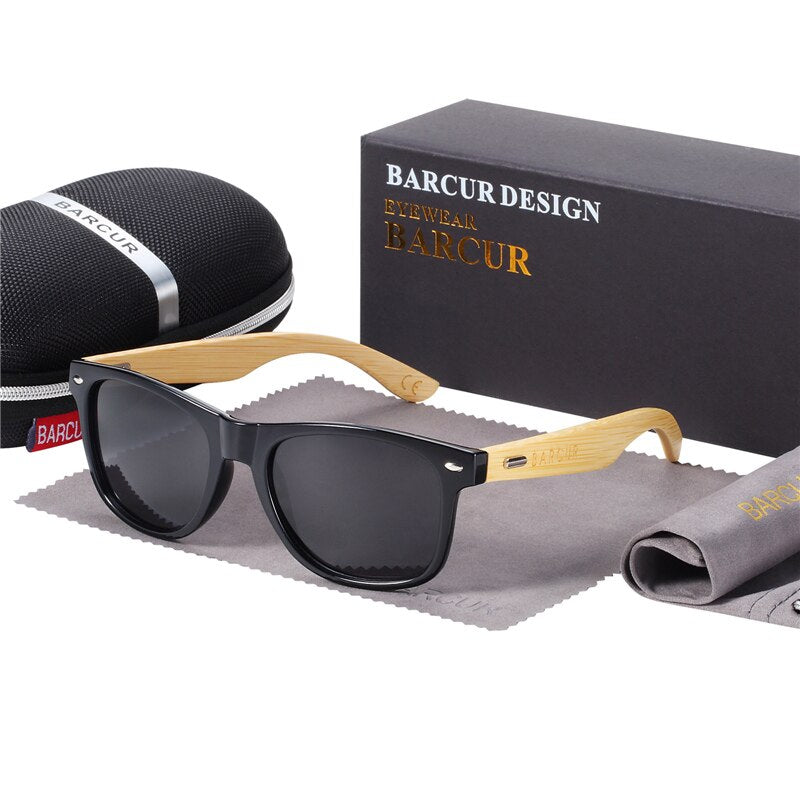 BARCUR Polarized Bamboo Sunglasses Men Wooden Sun Glasses Women Brand Original Wood Glasses Oculos De Sol Masculino