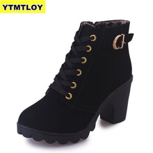 Load image into Gallery viewer, Plus Size 35-43 Winter Casual Women Pumps Warm Ankle Boots Waterproof High Heels Snow 2020 Shoes Botas Patent Botas Muje
