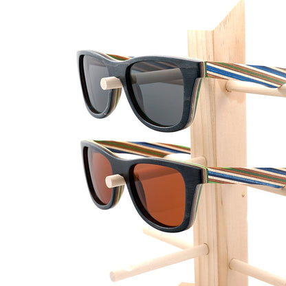 BOBO BIRD Polarized Sunglasses Women Men Layered Skateboard Wooden Frame Square Style Glasses for Ladies Eyewear In Wood Box