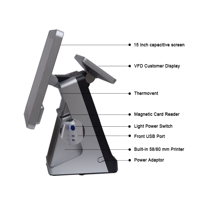 Android Dual Screen POS Terminal/POS System Cash Register POS All-in One Printer Retail Store/Restaurant