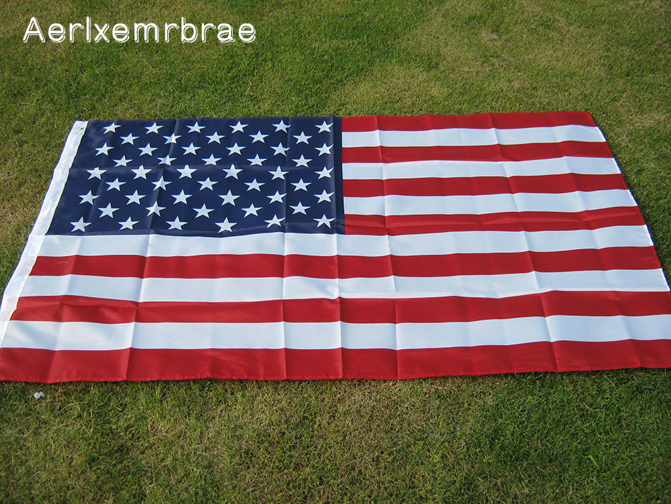 free shipping aerxemrbrae flag150x90cm us flag  High Quality Double Sided Printed Polyester American Flag Grommets USA Flag