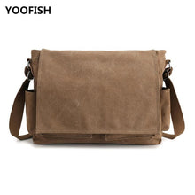 将图片加载到图库查看器，YOOFISH Women&#39;s Canvas Bag large capacity single-shoulder computer bag crossbody bag black/gray/coffee Free shipping XZ-075.
