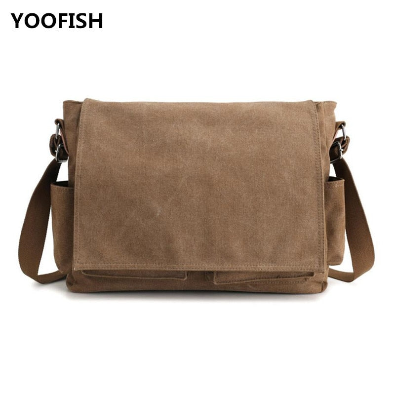 YOOFISH Women's Canvas Bag large capacity single-shoulder computer bag crossbody bag black/gray/coffee Free shipping XZ-075.