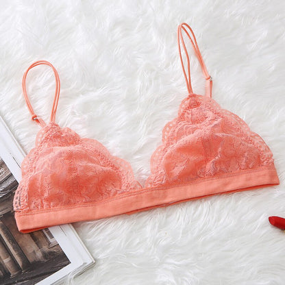 New Sexy Floral Lace Bra Thin Wire Free Bralette Comfortable Adjusted Underwear Women Lace Bra Brassiere Girl Small Cup Lingerie