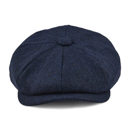 BOTVELA Wool Tweed Newsboy Cap Herringbone Men Women Gatsby Retro Hat Driver Flat Cap Black Brown Green Navy Blue 005