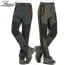 將圖片載入圖庫檢視器 LOMAIYI 5XL Men&#39;s Warm Winter Pants Men Fleece Lining Cargo Pants Mens Waterproof Trousers Male Stretch Casual Work Pants AM110
