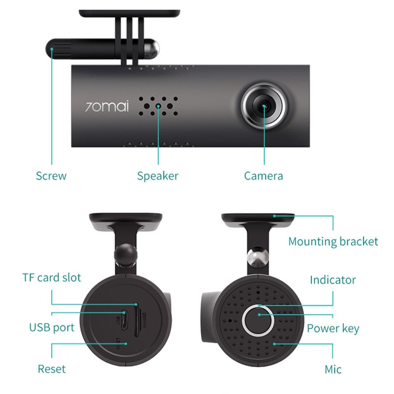 70mai Smart Dash Cam 1S English Voice Control 70 Mai Car Camera 1080P 130FOV Wifi 70mai Car DVR Car Recorder Auto Recorder Wifi
