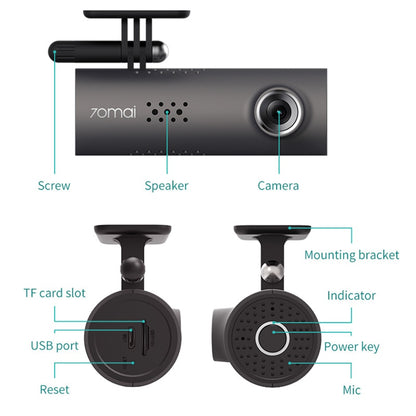 70mai Smart Dash Cam 1S English Voice Control 70 Mai Car Camera 1080P 130FOV Wifi 70mai Car DVR Car Recorder Auto Recorder Wifi