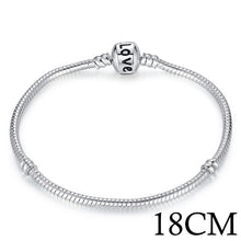 Cargar imagen en el visor de la galería, BAMOER 5 Style Silver Color LOVE Snake Chain Bracelet &amp; Bangle 16CM-21CM Pulseras Lobster PA1104
