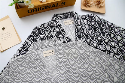 Simple Wave 100% cotton Men's pyjamas men short sleeves sleepwear Japanese Kimono pajamas sets shorts home bathrobes bedgown