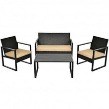 將圖片載入圖庫檢視器 4 Pcs Patio Rattan Furniture Set Cushioned Sofa Coffee Table Garden Deck
