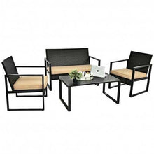 將圖片載入圖庫檢視器 4 Pcs Patio Rattan Furniture Set Cushioned Sofa Coffee Table Garden Deck
