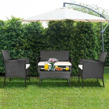 Cargar imagen en el visor de la galería, 4 Pcs Patio Rattan Cushioned Sofa Furniture Set - Color: White
