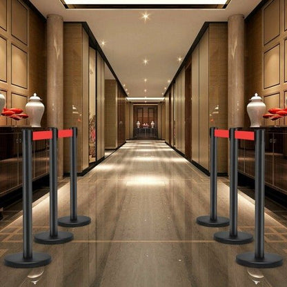 Black Stanchion Posts Queue Poles. 6 Piece Set