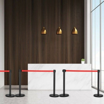 Black Stanchion Posts Queue Poles. 6 Piece Set