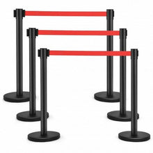 Load image into Gallery viewer, Black Stanchion Posts Queue Poles. 6 Piece Set
