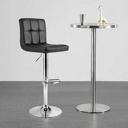 Adjustable Swivel Bar Stool with PU Leather-Black - Color: Black