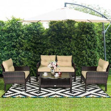 Load image into Gallery viewer, 4 pcs Patio Rattan Free Combination Sofa Set with Cushion and Coffee Table
