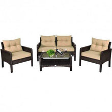 Load image into Gallery viewer, 4 pcs Patio Rattan Free Combination Sofa Set with Cushion and Coffee Table
