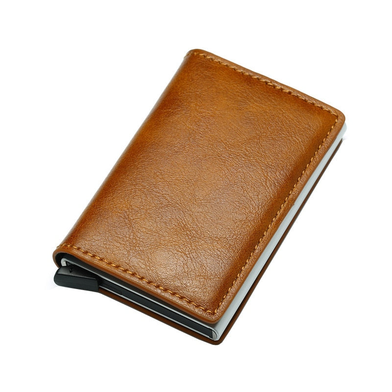 DIENQI Carbon Fiber RFID Blocking Men's Credit Card Holder Leather Bank Card Wallet Case Cardholder Protection Purse For Women