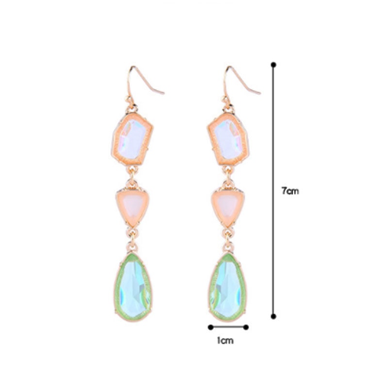 Fresh alloy gemstone crystal water drop ladies earrings simple and versatile European and American fashion jewelry