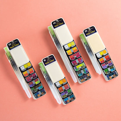 Superior Solid Watercolor Paint With 6Pcs Water Brush Pen Foldable Travel Water Color Pigment